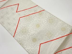 リサイクル　亀甲花菱に花文・流水模様織出し袋帯